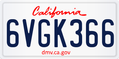 CA license plate 6VGK366