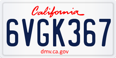 CA license plate 6VGK367