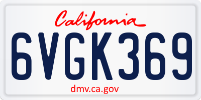 CA license plate 6VGK369