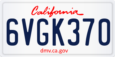 CA license plate 6VGK370