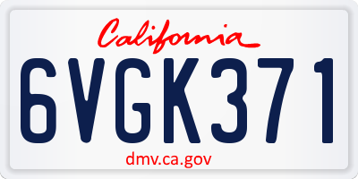 CA license plate 6VGK371