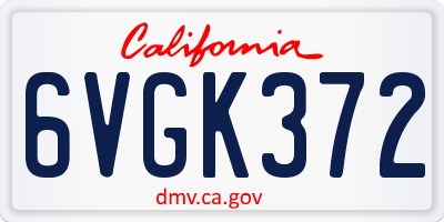 CA license plate 6VGK372