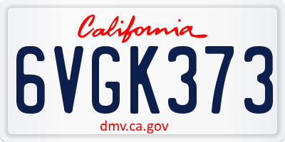 CA license plate 6VGK373