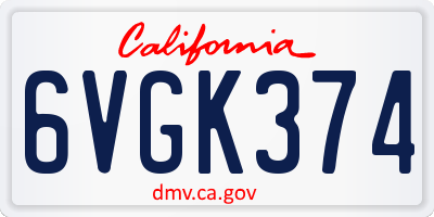 CA license plate 6VGK374