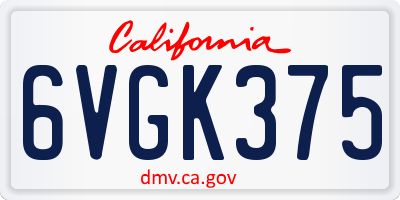 CA license plate 6VGK375