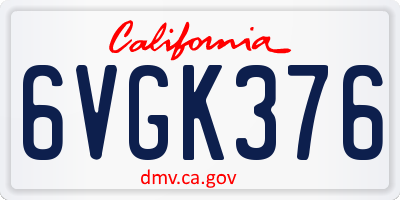 CA license plate 6VGK376