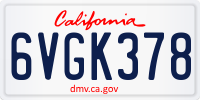 CA license plate 6VGK378