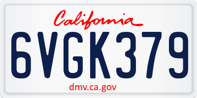 CA license plate 6VGK379