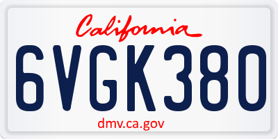 CA license plate 6VGK380