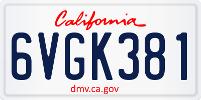 CA license plate 6VGK381