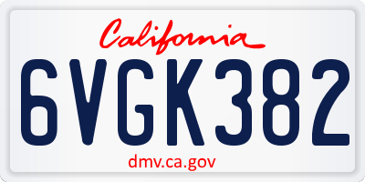 CA license plate 6VGK382