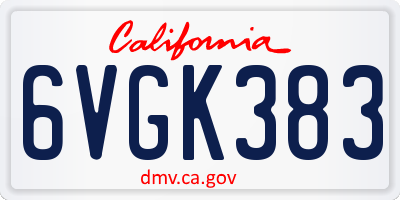 CA license plate 6VGK383