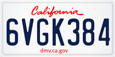 CA license plate 6VGK384