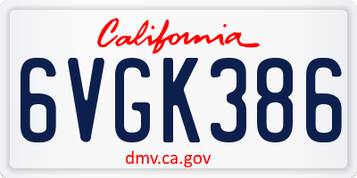 CA license plate 6VGK386