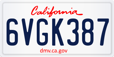 CA license plate 6VGK387