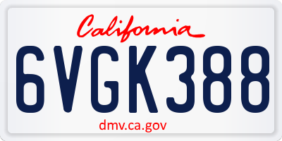 CA license plate 6VGK388