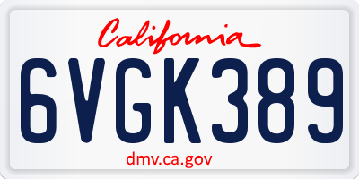 CA license plate 6VGK389