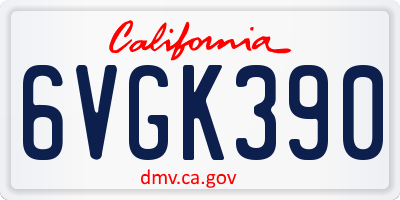 CA license plate 6VGK390