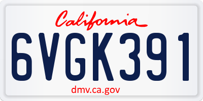 CA license plate 6VGK391