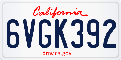 CA license plate 6VGK392