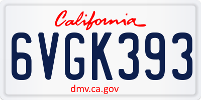 CA license plate 6VGK393