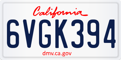 CA license plate 6VGK394