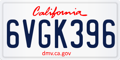 CA license plate 6VGK396