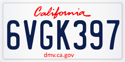 CA license plate 6VGK397