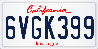 CA license plate 6VGK399