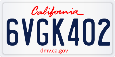 CA license plate 6VGK402