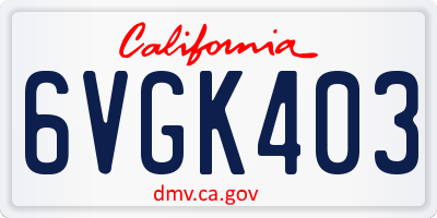 CA license plate 6VGK403