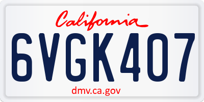 CA license plate 6VGK407