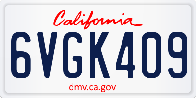 CA license plate 6VGK409
