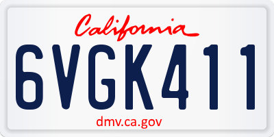 CA license plate 6VGK411