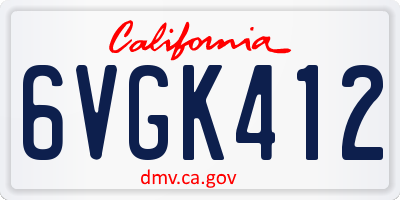 CA license plate 6VGK412