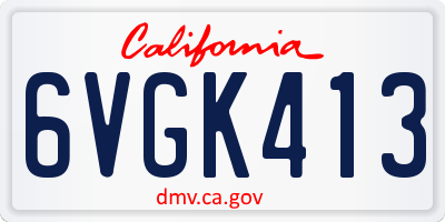 CA license plate 6VGK413