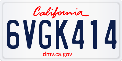 CA license plate 6VGK414