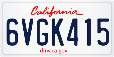 CA license plate 6VGK415