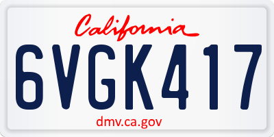 CA license plate 6VGK417