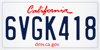 CA license plate 6VGK418