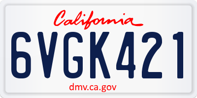 CA license plate 6VGK421