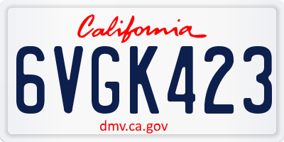 CA license plate 6VGK423