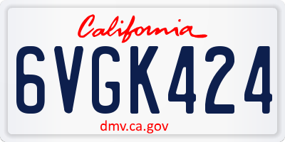 CA license plate 6VGK424
