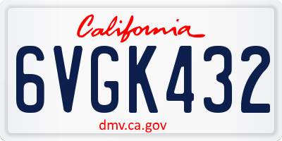 CA license plate 6VGK432
