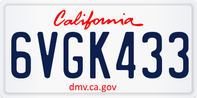 CA license plate 6VGK433
