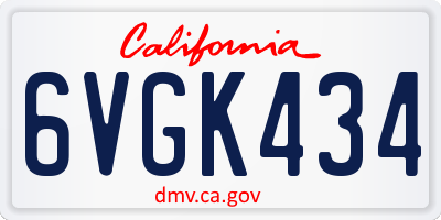 CA license plate 6VGK434