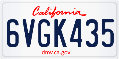 CA license plate 6VGK435