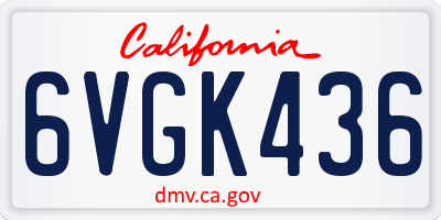 CA license plate 6VGK436