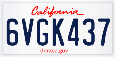 CA license plate 6VGK437