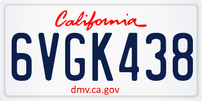 CA license plate 6VGK438
